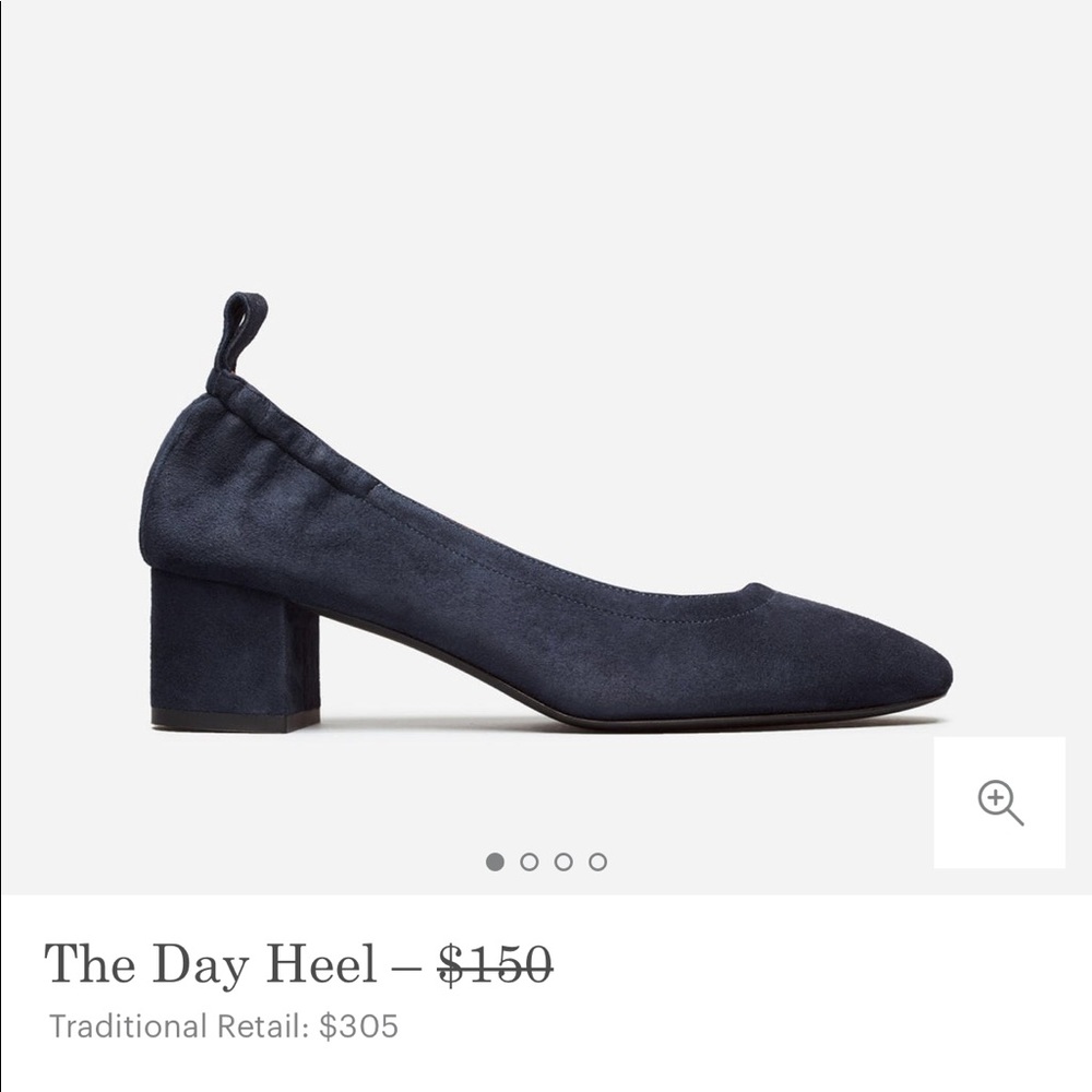 Everlane suede day heel in navy! Worn 1x